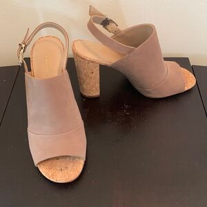 Bcbgeneration Womens sandals Pl-loriah-x heels size 8 taupe Leather Cork
